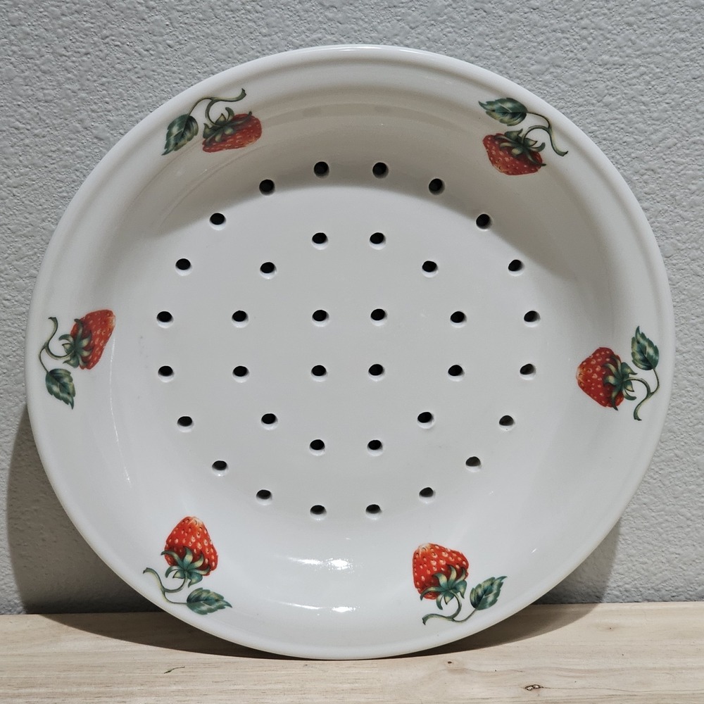 Vintage Apilco France Porcelain  Perforated Strawberry Fruit Strainer Colander